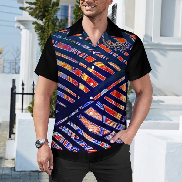 "Stars And Stripes" Men's Short Sleeve Hawaiian Print Shirt with Cuban Collar