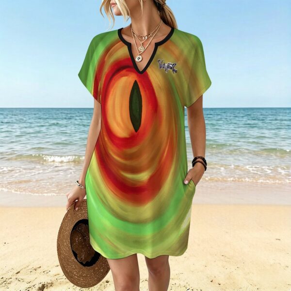 "Summer Swirl" Women's Casual V Neck Dress
