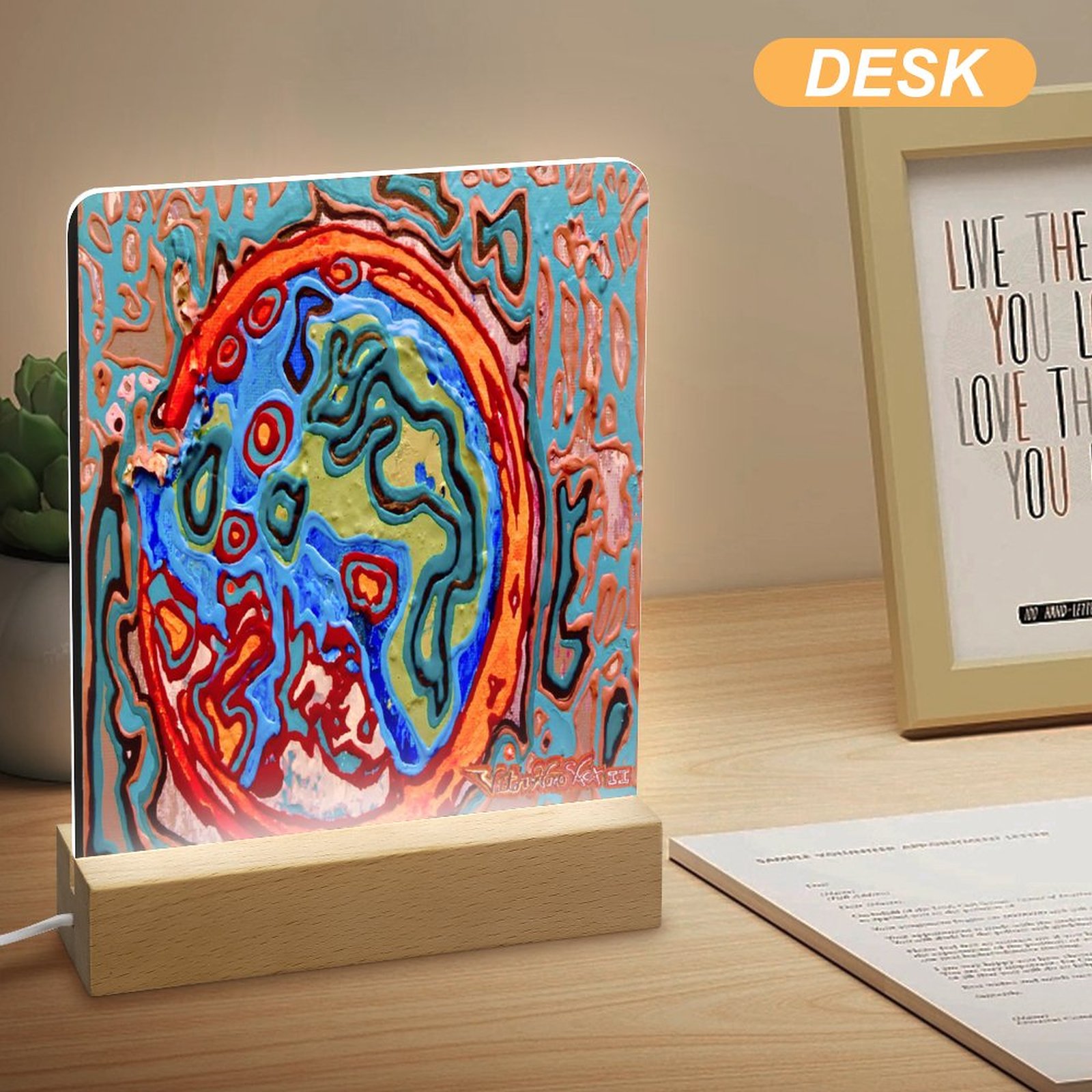 "Immortality" Acrylic Photo Night Light with Wooden Base - Image 4