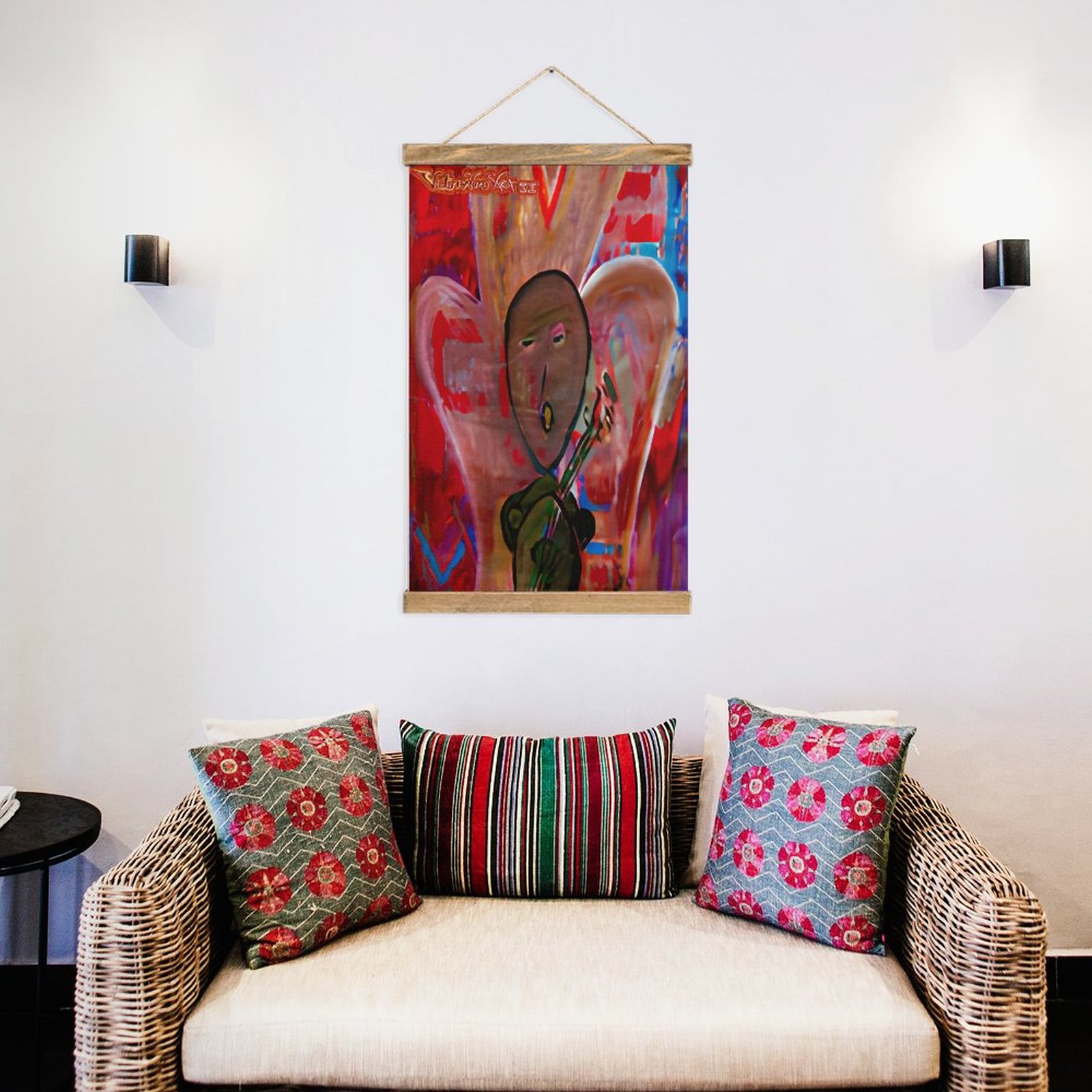 "Singing For Love" Framed Flax Painting Wall Decor - Image 5