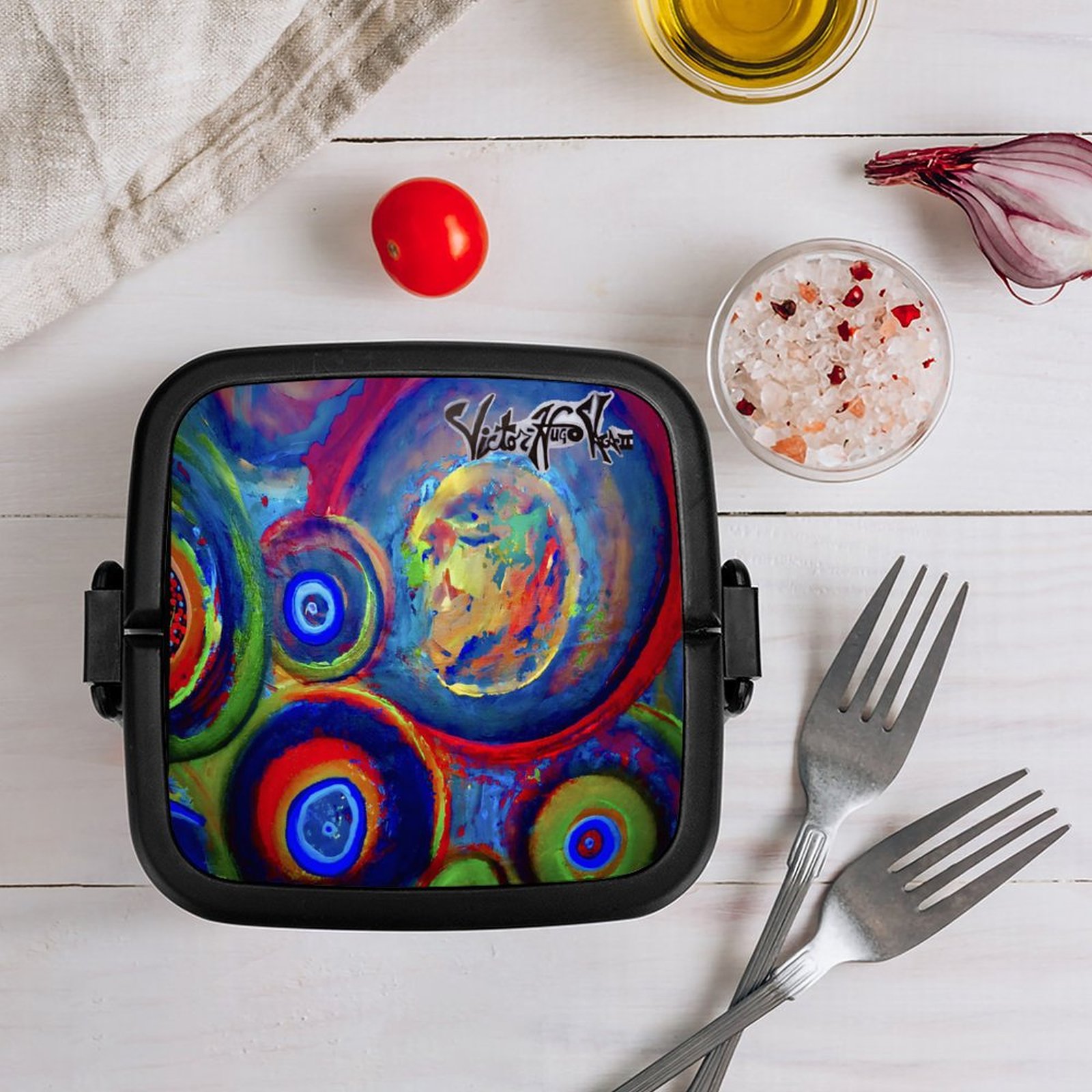 "Dream Circles" 2-Tier Stackable Bento Lunch Box - Image 8