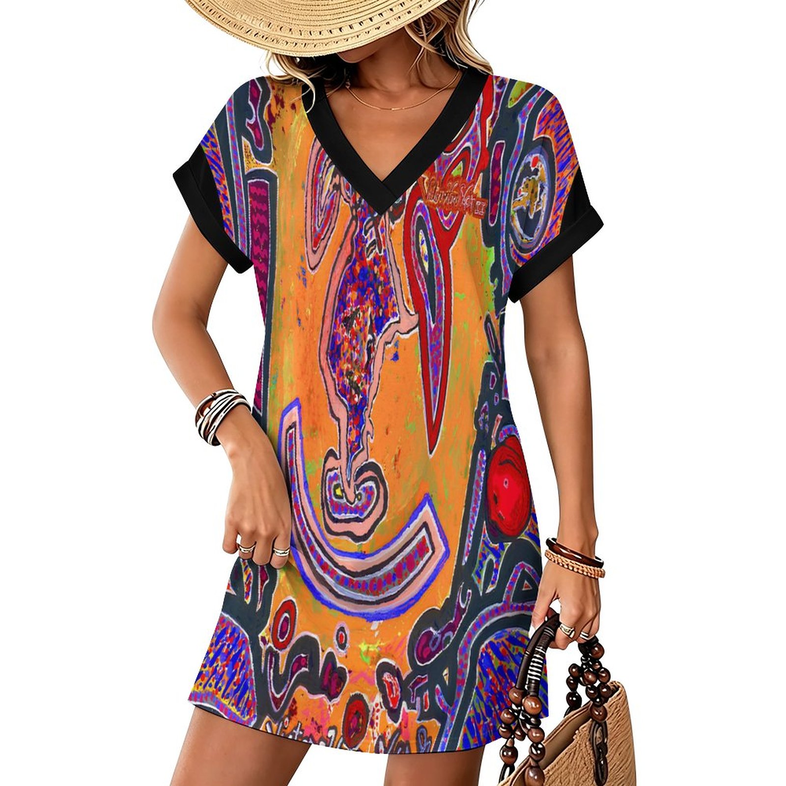 "Love Vortex" Casual V Neck Dress For Women - Image 2