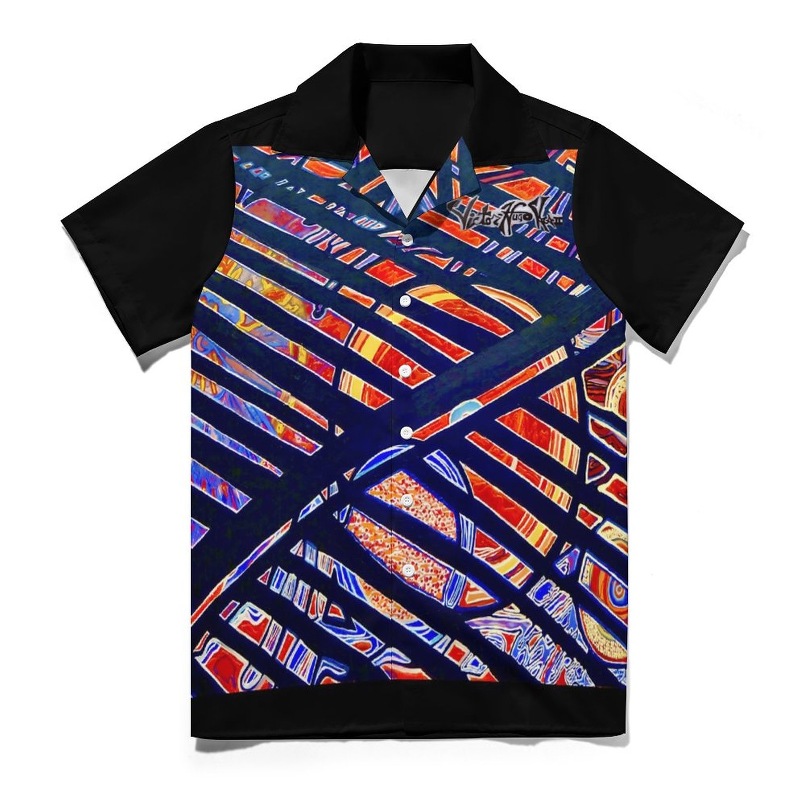 "Stars And Stripes" Men's Short Sleeve Hawaiian Print Shirt with Cuban Collar - Image 2