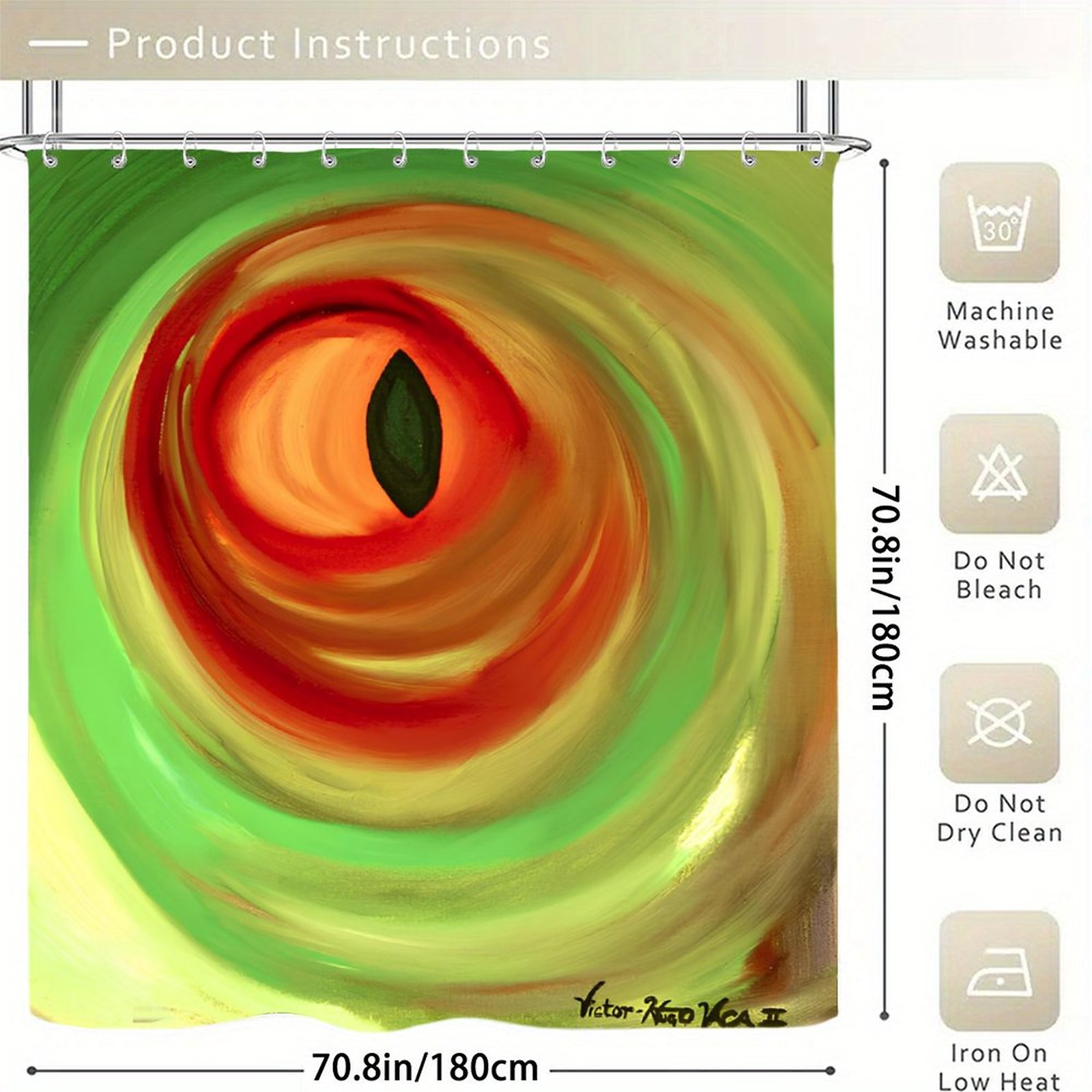 "Summer Swirl" Waterproof Shower Curtain - Image 5