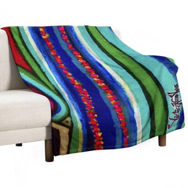 "Blue Green Color Stream"  Flannel Blanket-70"x80" (Dual-sided Printing)