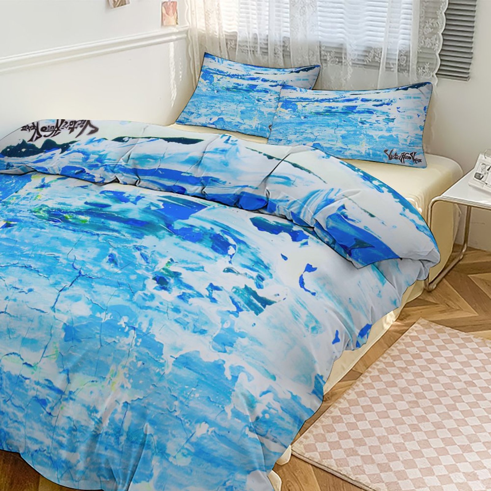 "WaterFall" 3-Piece Bedding Set-90"x90"/ 229x229cm - Image 2