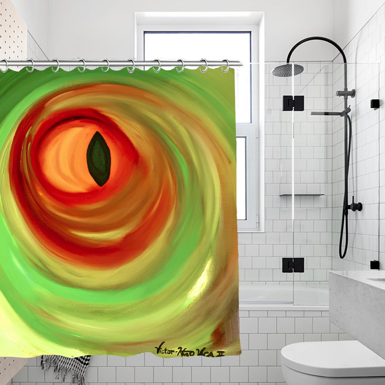 "Summer Swirl" Waterproof Shower Curtain - Image 2