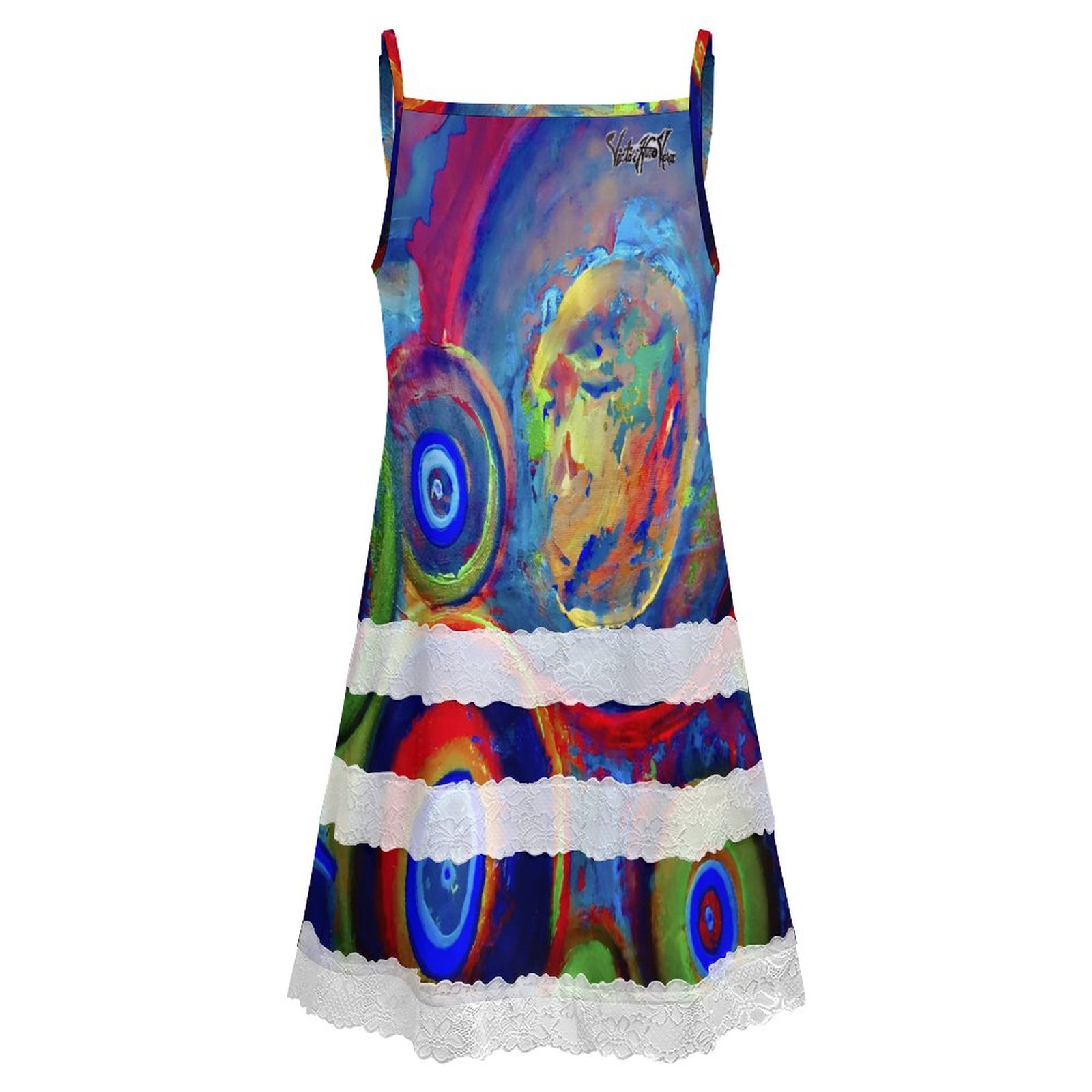 "Dream Circles" Lace Trimmed Camisole Dress - Image 3