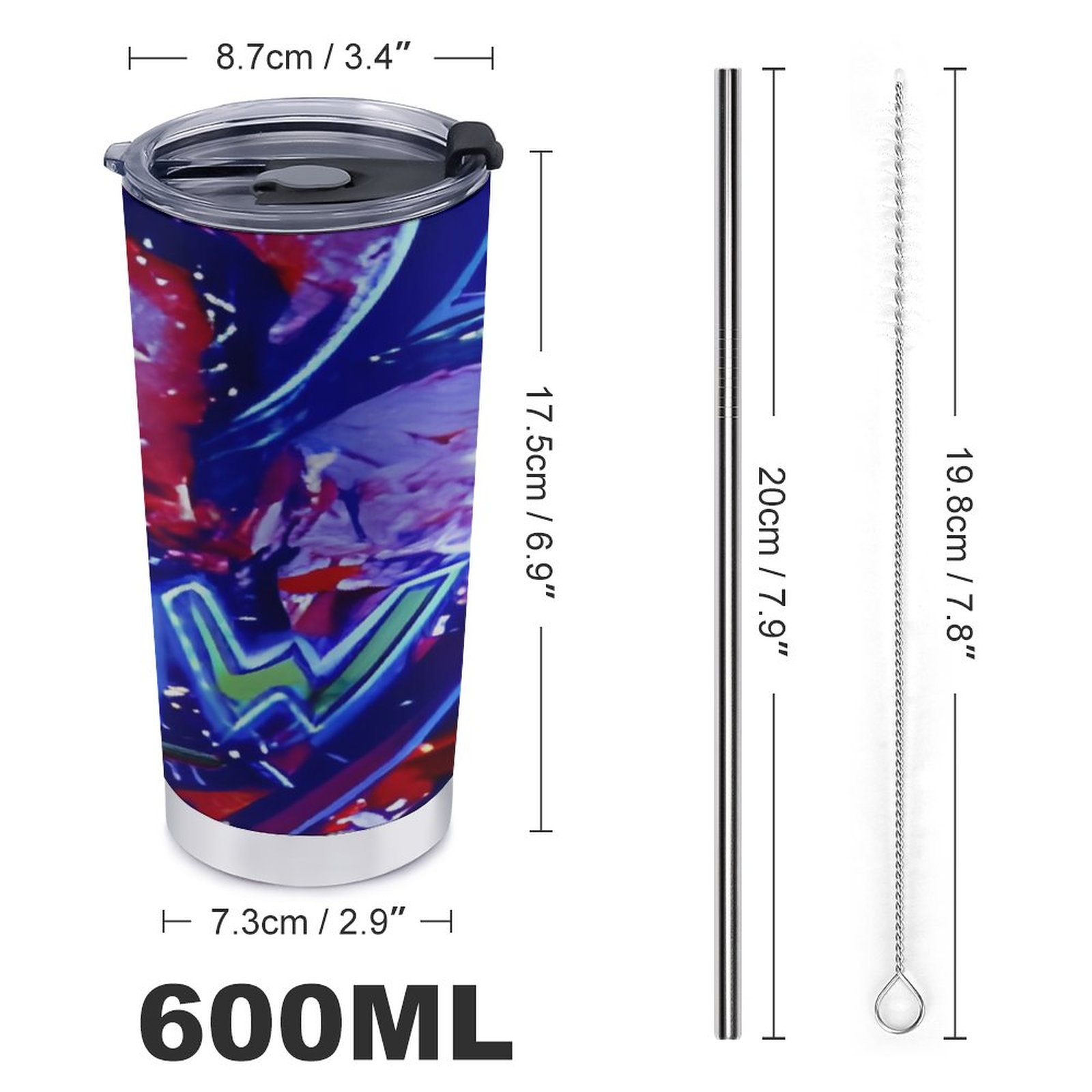 "Flow" Car Travel Mug Set with Cleaning Kit (590ml/20oz) - Image 3