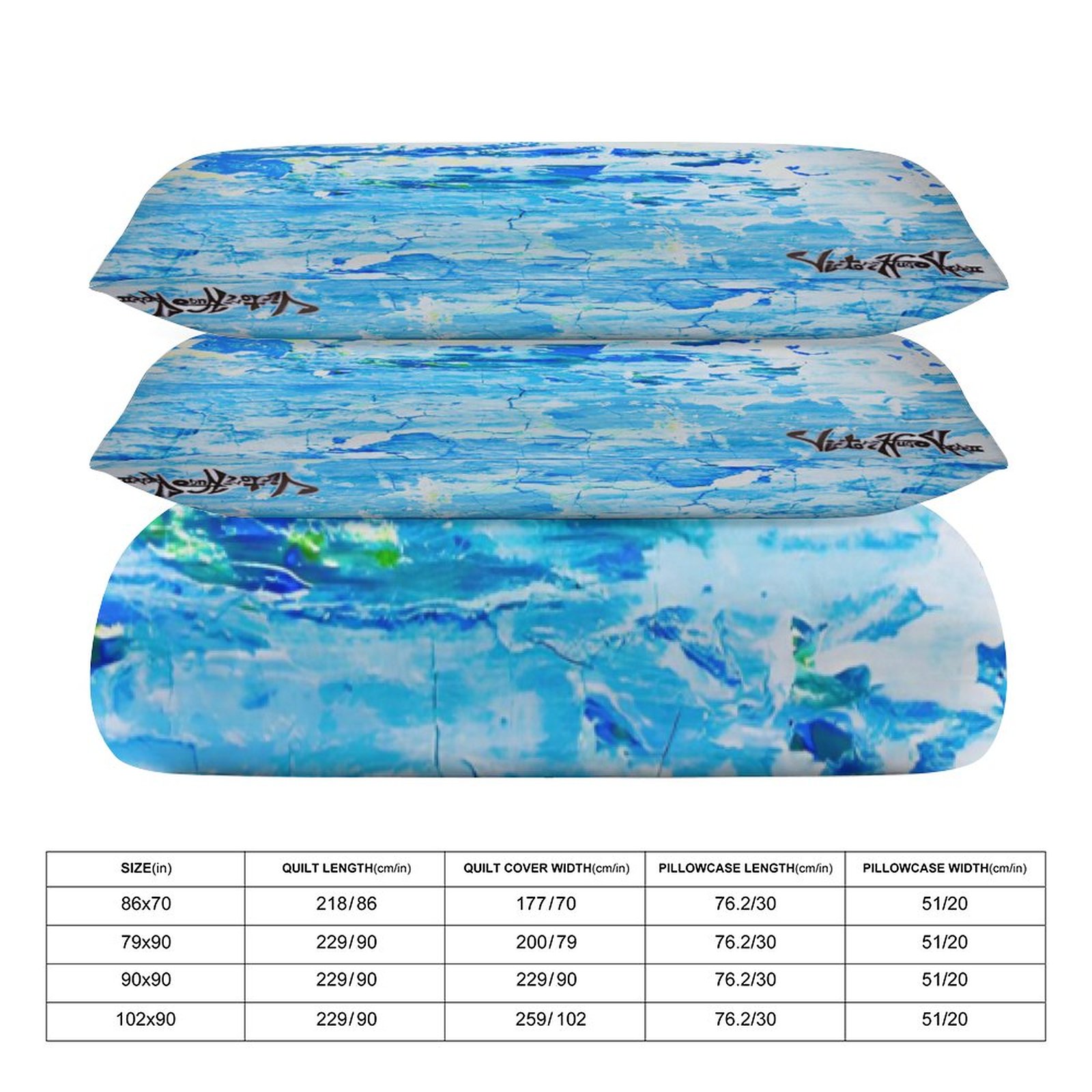 "WaterFall" 3-Piece Bedding Set-90"x90"/ 229x229cm - Image 3