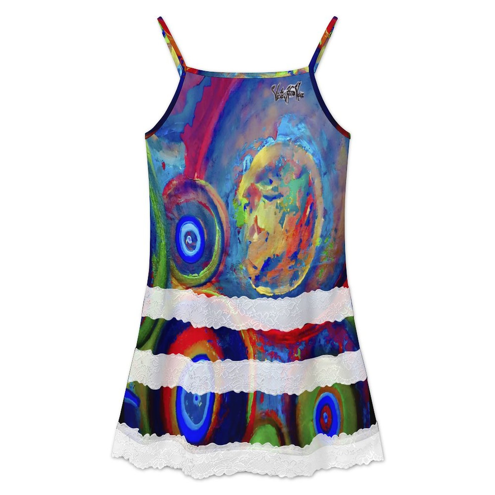 "Dream Circles" Lace Trimmed Camisole Dress - Image 2