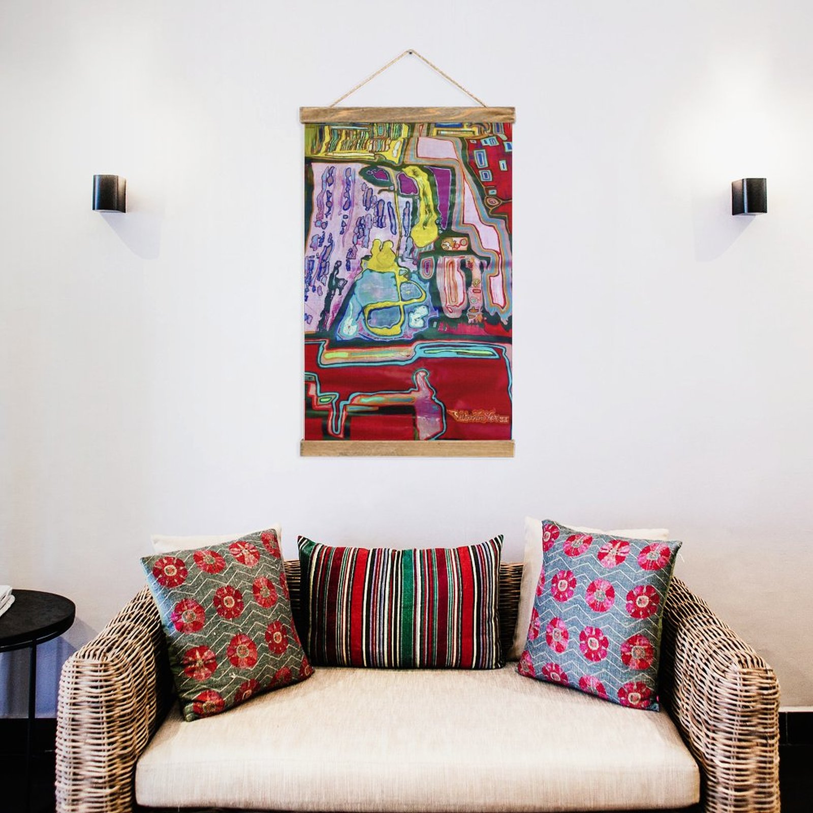"World Of Dreams" Framed Flax Painting Wall Decor - Image 6