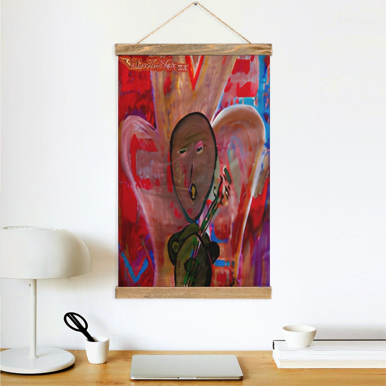 "Singing For Love" Framed Flax Painting Wall Decor - Image 4
