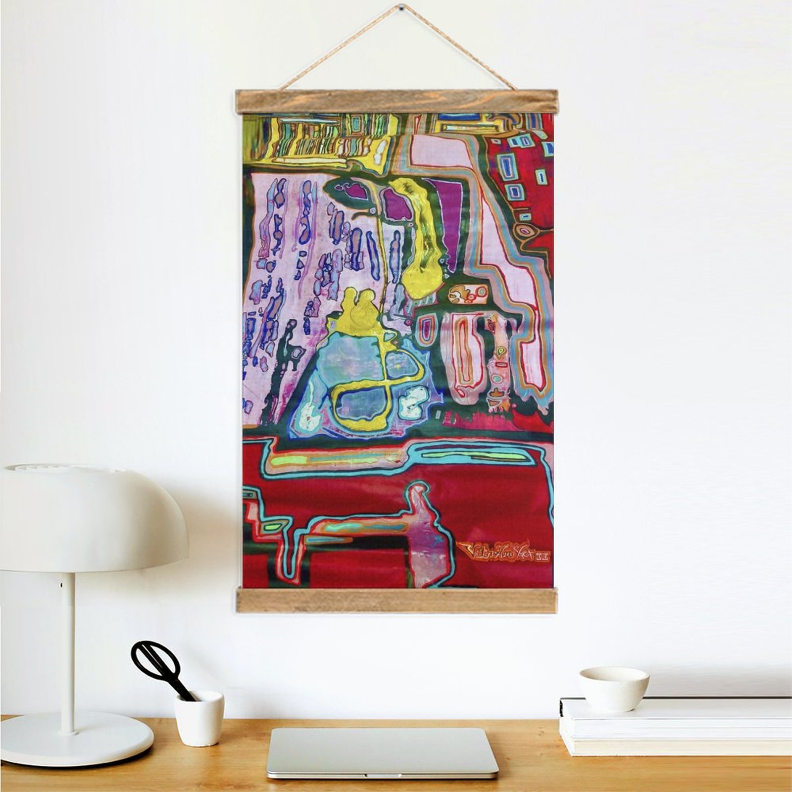 "World Of Dreams" Framed Flax Painting Wall Decor - Image 4