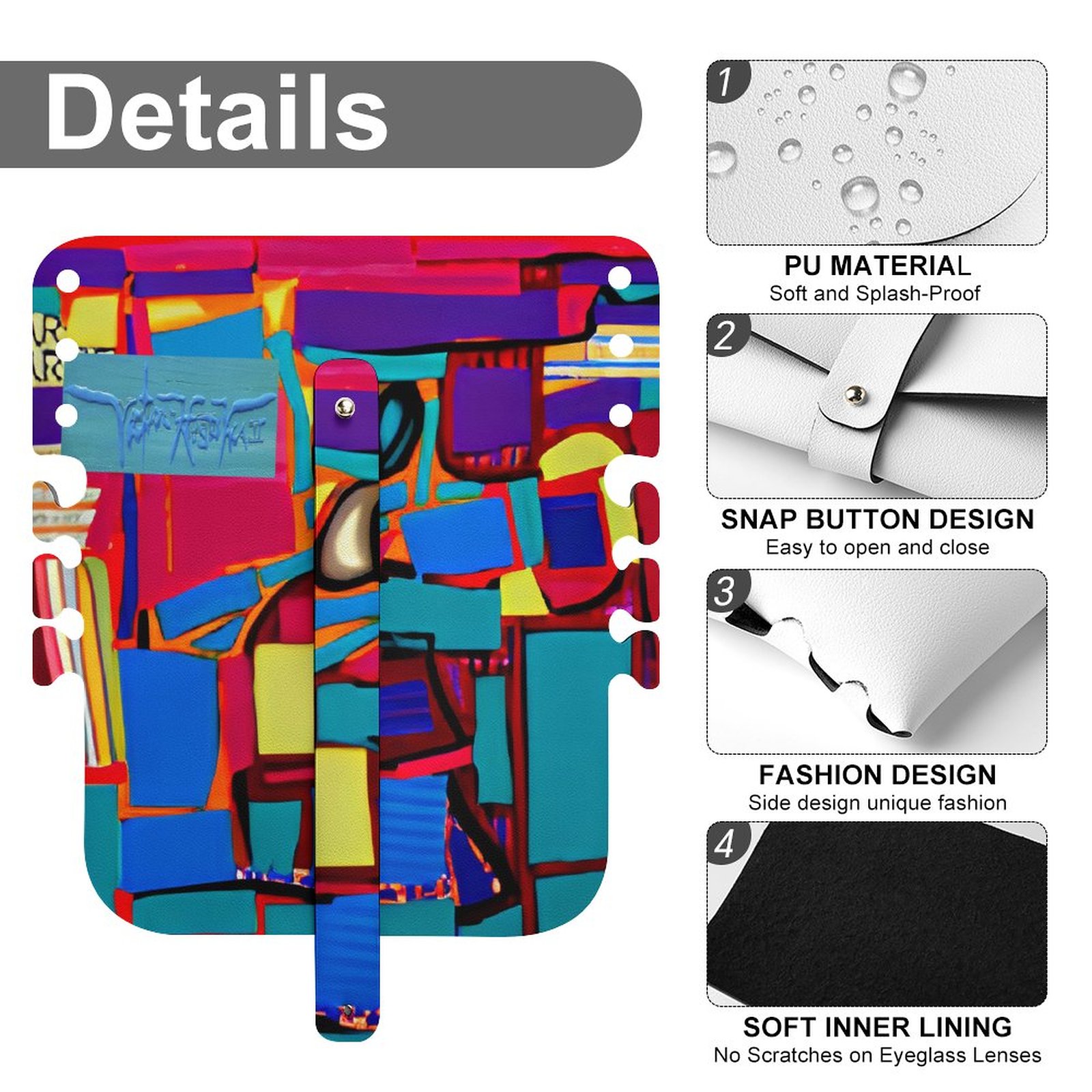 "Square Face" DTG Leather Eyeglass Case - Image 4