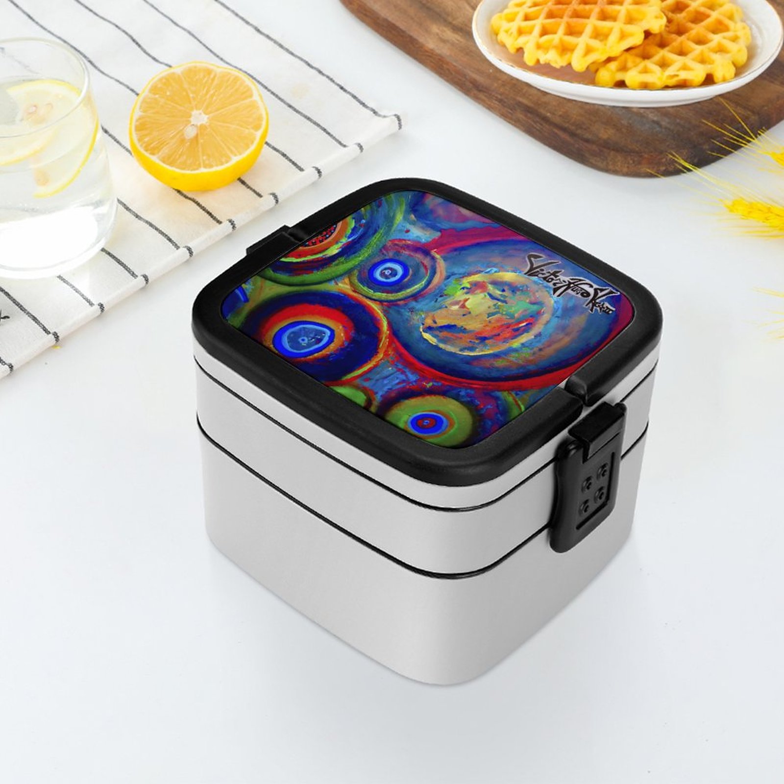 "Dream Circles" 2-Tier Stackable Bento Lunch Box - Image 6