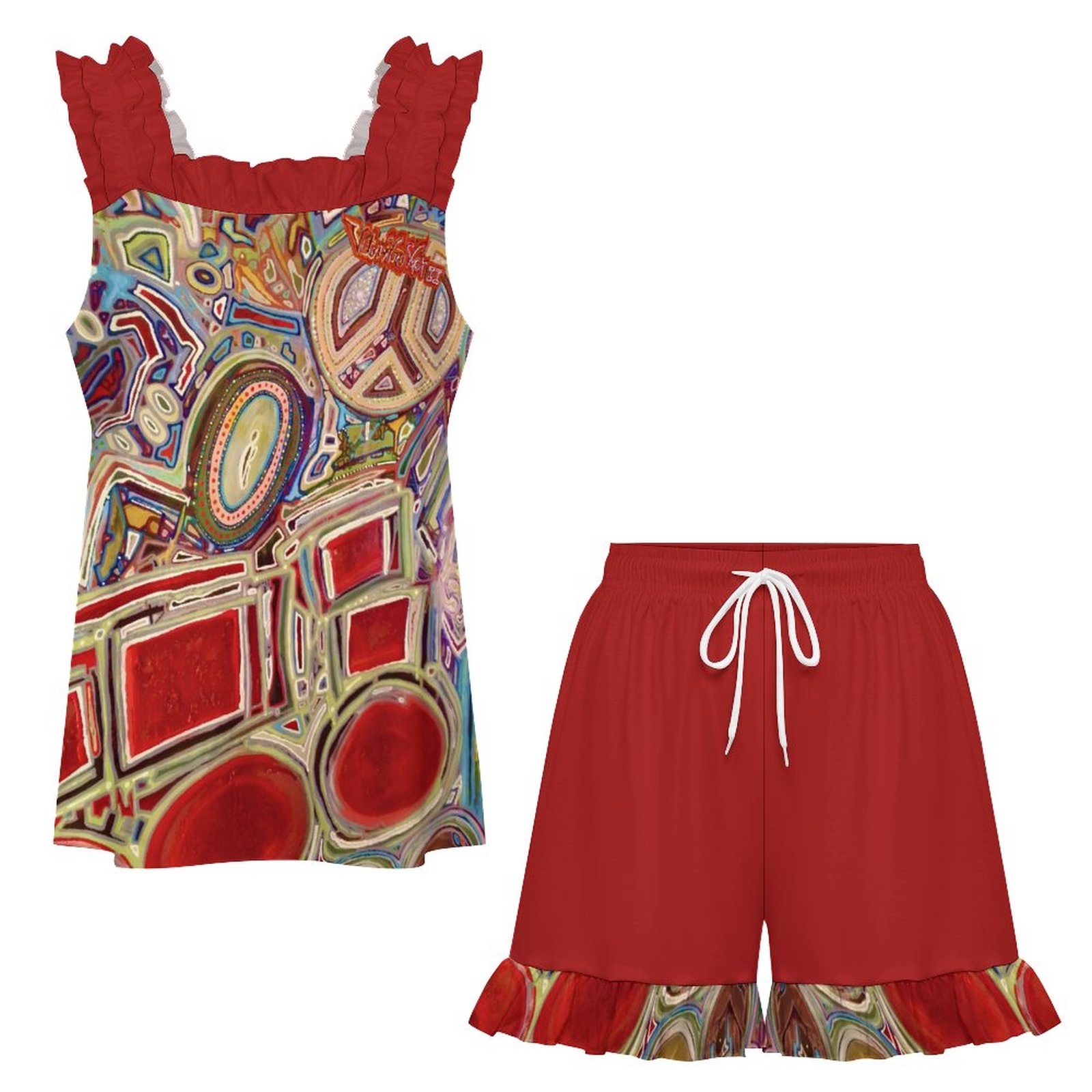 "Red Dream" Ruffled Pajama Set - Image 4