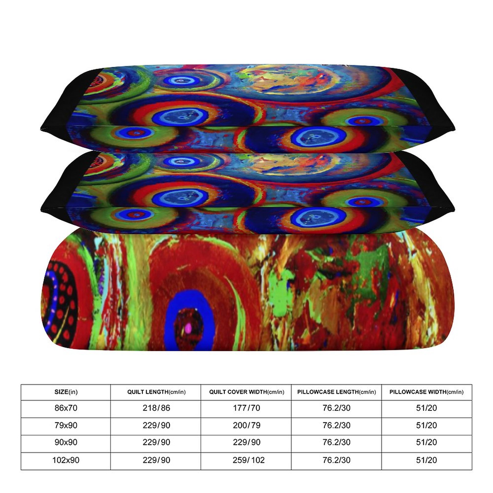 "Circles" 3-Piece Bedding Set-90"x90"/ 229x229cm (Dual-sided Printing) - Image 2