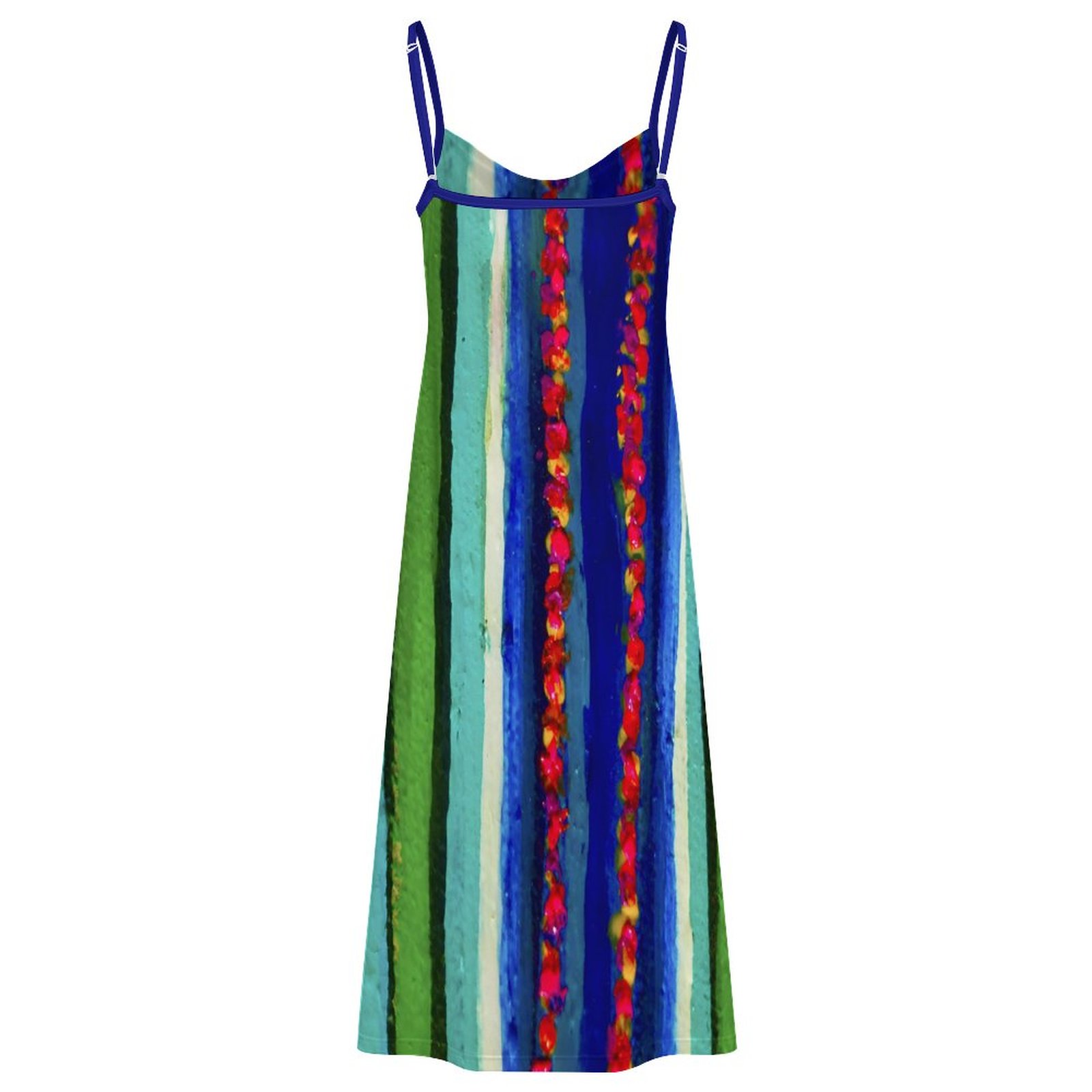 "Blue Green Color Stream" Women's Camisole Slit Dress - Image 5