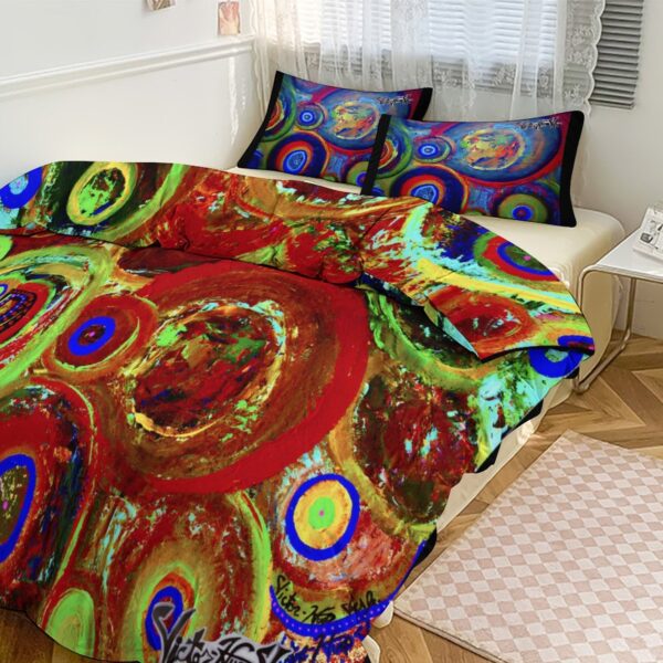 "Circles" 3-Piece Bedding Set-90"x90"/ 229x229cm (Dual-sided Printing)