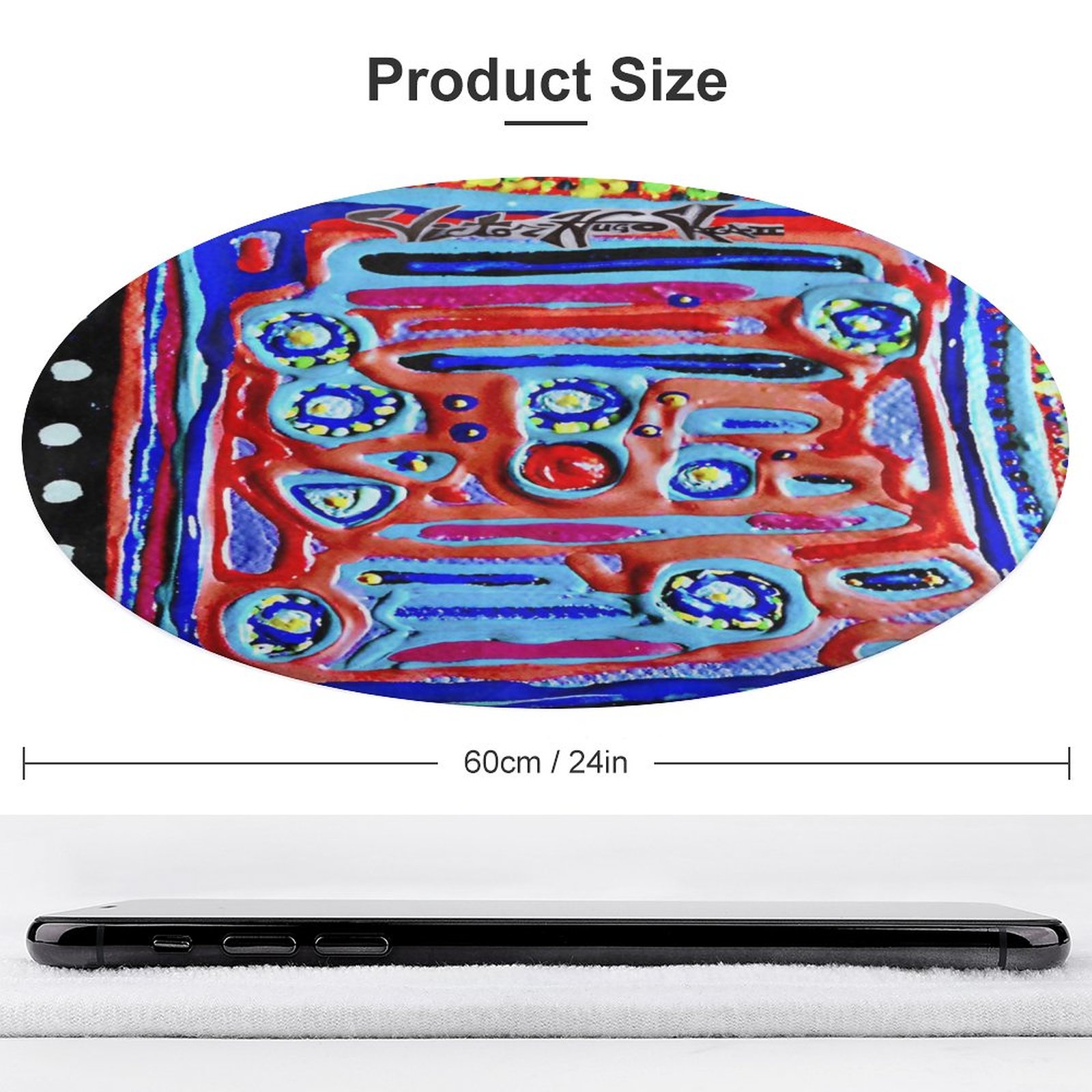 "Blue Symphony" Round Coral Velvet Warm Floor Mat - Image 2