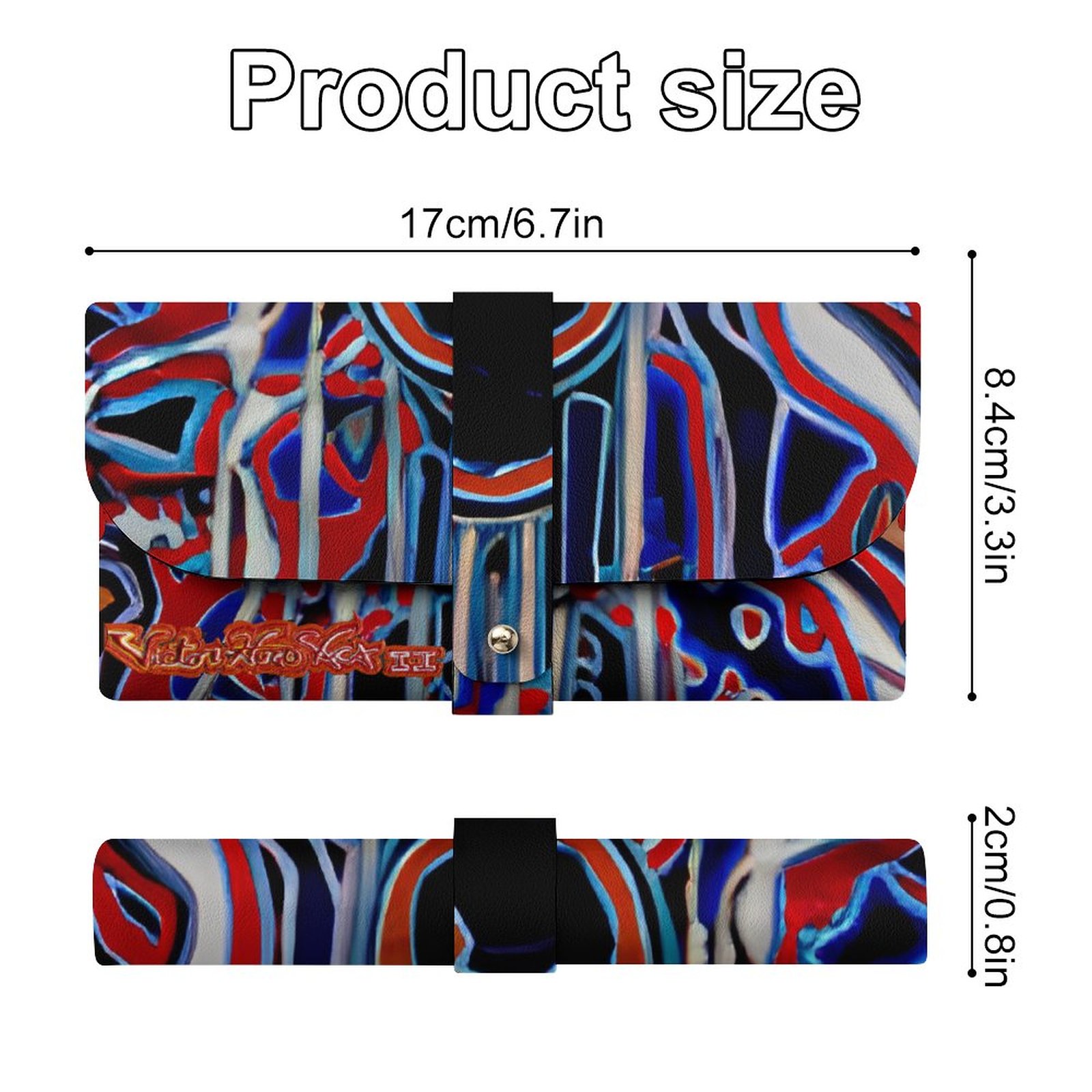 "Guitar Mosaic" DTG Leather Eyeglass Case - Image 3