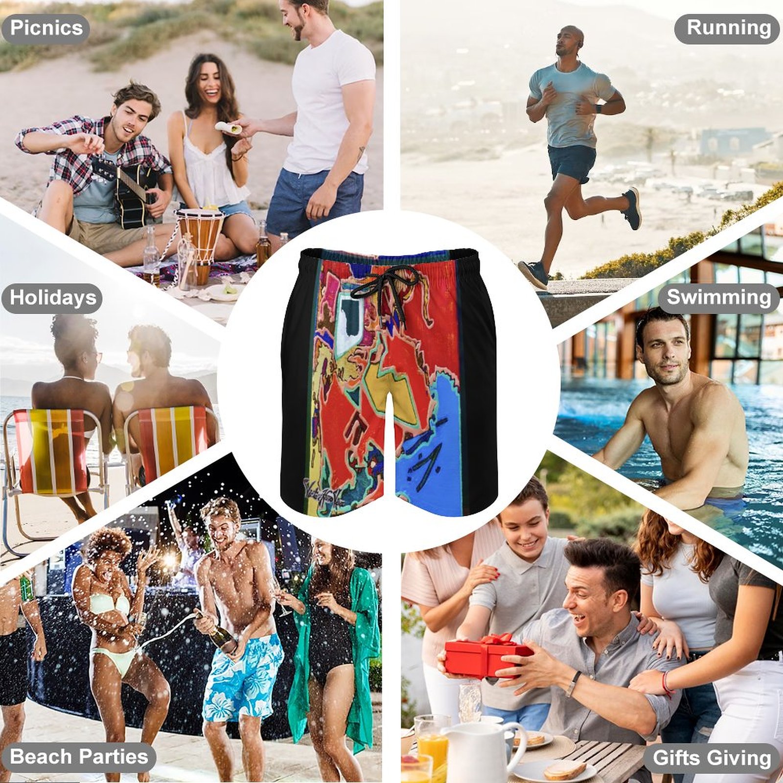 "Swim in Opportunity" Men's Beach Shorts with Pockets - Image 7